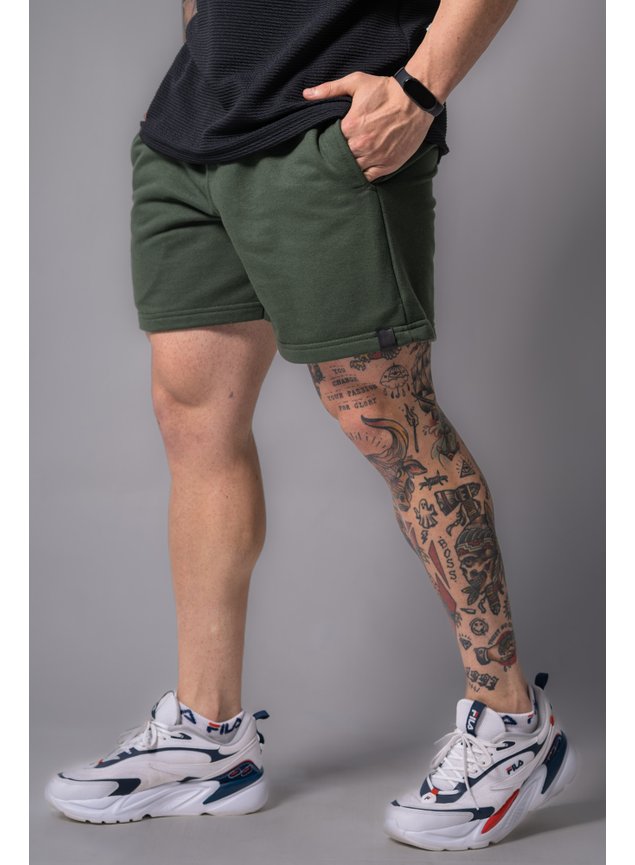 shorts moletom verde militar anarhu