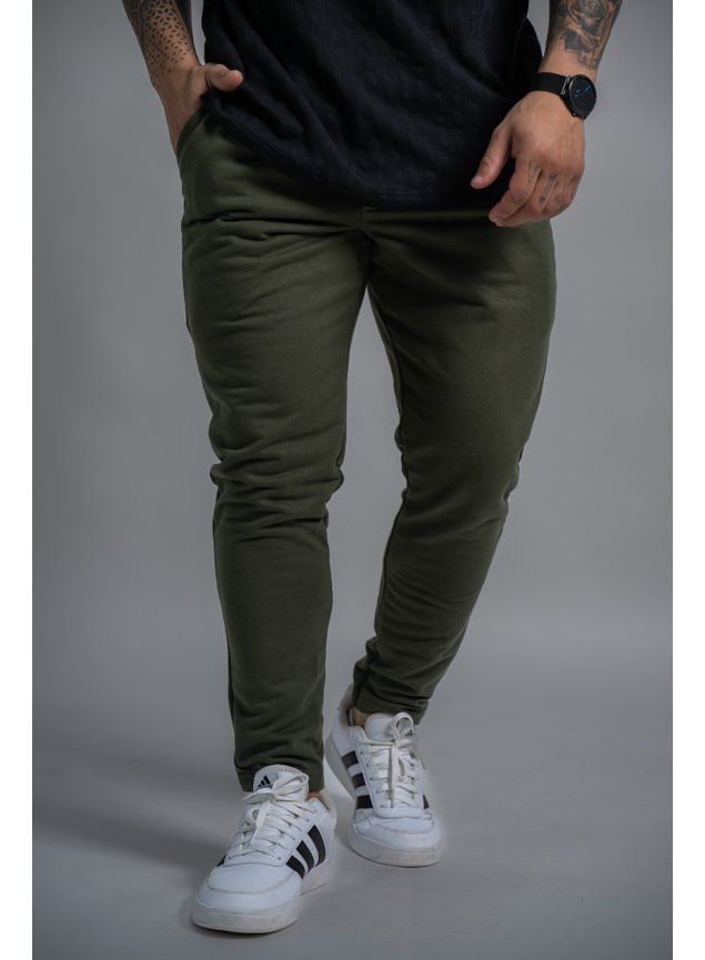 calca moletom slim verde militar anarhu