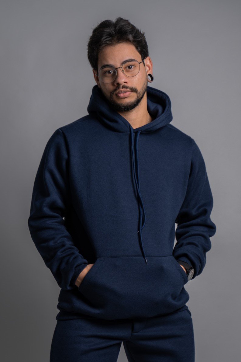 Casaco Moletom Masculino Azul Marinho Anarhu