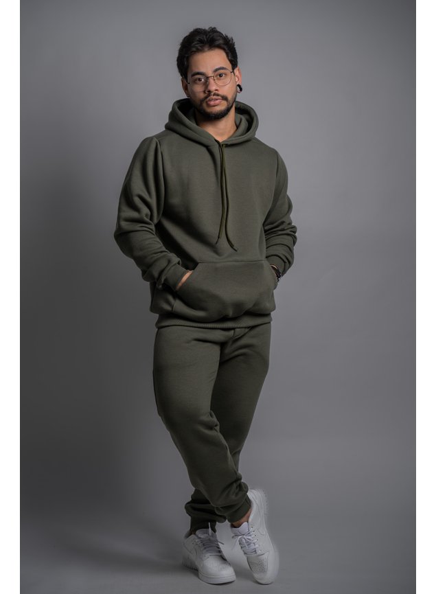 Calça Moletom Masculina Verde Militar Anarhu