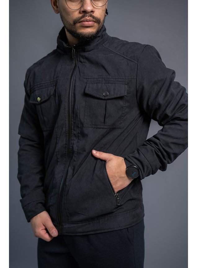 Jaqueta Masculina em Sarja Forrada Preta Anarhu