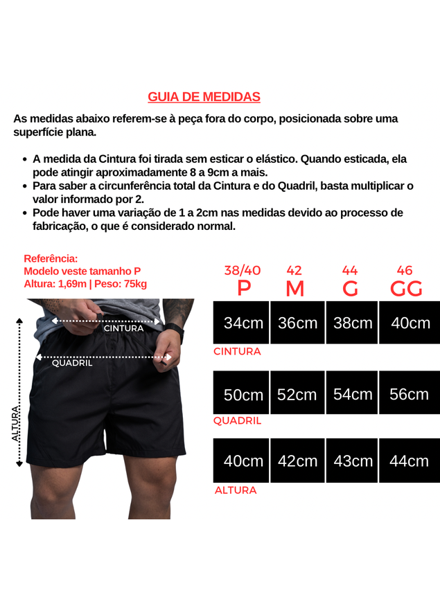 Shorts Tactel Bolso c/ Zíper Preto - Anarhu