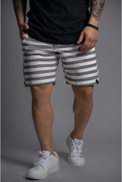 Bermuda Moletom Masculina Cinza Listrada Anarhu