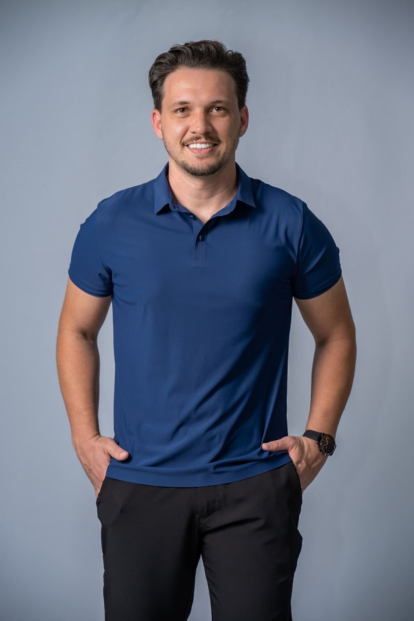 Camisa Polo Lisa Premium Tech Azul Marinho - Anarhu