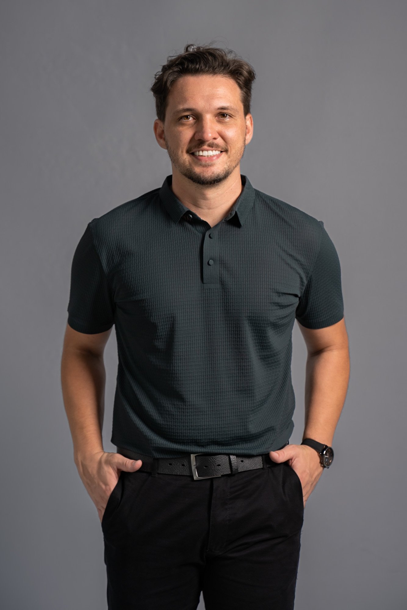 DUBPUSH TNRCN AIRMESH NIGHTGRID™ POLO Camisa Polo Texturizada Tech Verde Acinzentado - Anarhu
